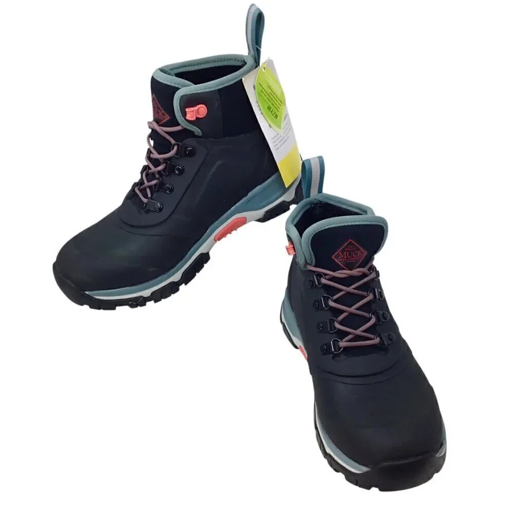Apex Muck Boot NIB Lace Up 7 Black Pink Waterproof Neoprene Insulated AXWL-000